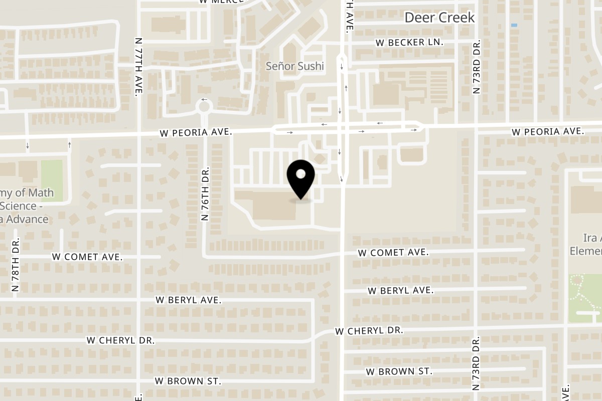Map showing the location of Don's NY Pizza on 7539 W Peoria Ave in Peoria